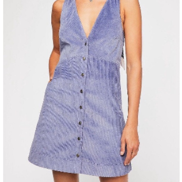 NWT Free People Blue Corduroy Dress with Pockets. - Picture 4 of 7
